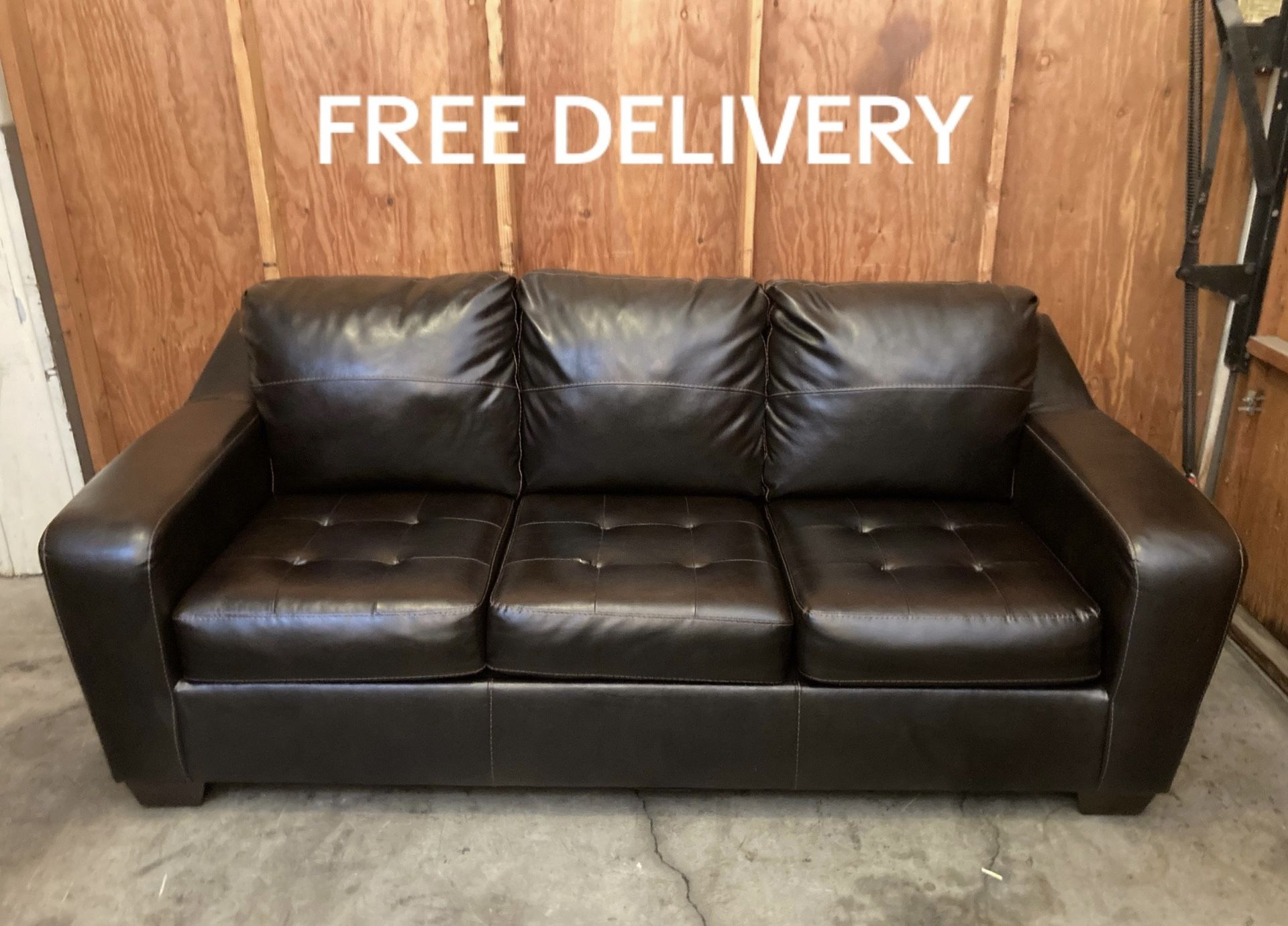 Faux Leather Couch - Free Delivery 