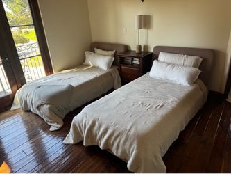 Pair of Upholstered Twin Beds