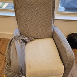White Recliner With Gray Cover