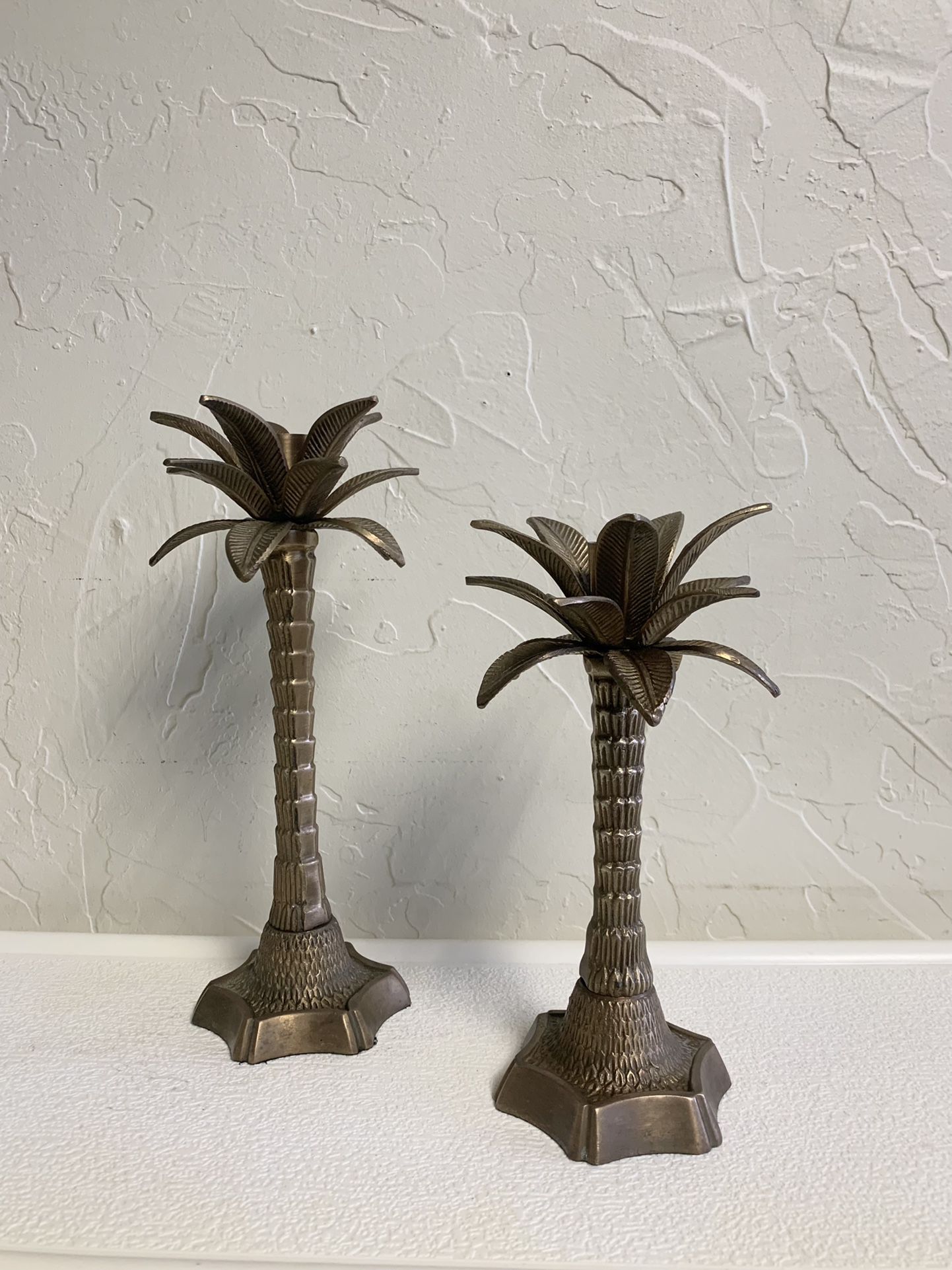 Palm Tree Metal Pillar Candle Holders
