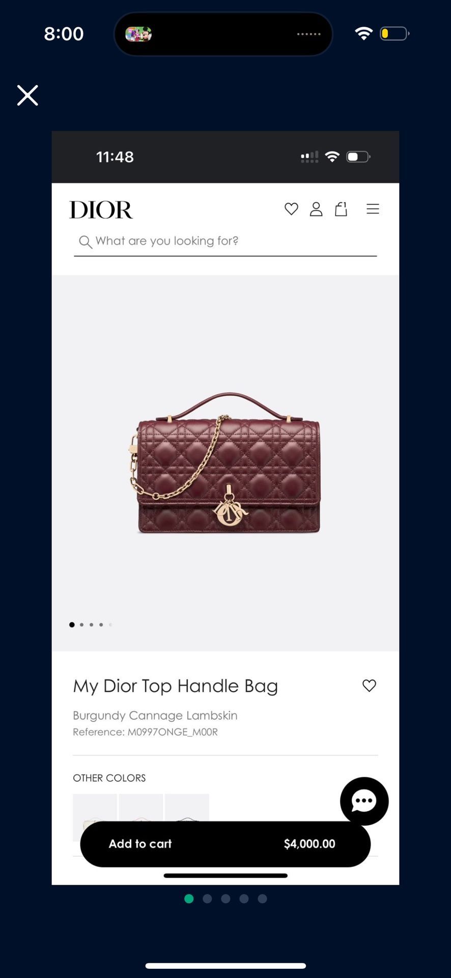My Dior Burgundy Dior top Handle Bag