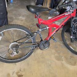 26” Full Suspension Mountain Bike – 18 Speed – Shimano – $30