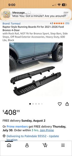 Raptor style running board fit ford bronco 2021 2026