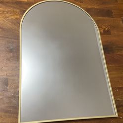 Metal Arched Mirror with Gold Accent