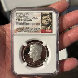 2019-S 50c Silver Kennedy Half Dollar NGC PF70 Ultra Cameo ~ First Day of Issue