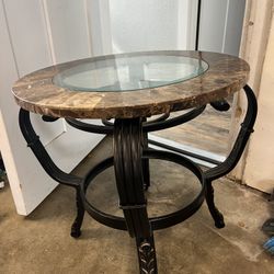 Glass And Marble End Table