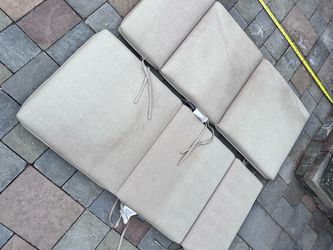 2x beige chaise chair cushions (bossima brand)  Located in concord  Some stains (easily cleaned ) No rips or tears  Measures:  44” long; 20” wide  $45