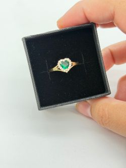 14KT Real Gold Heart Cz Stone Ring For Women