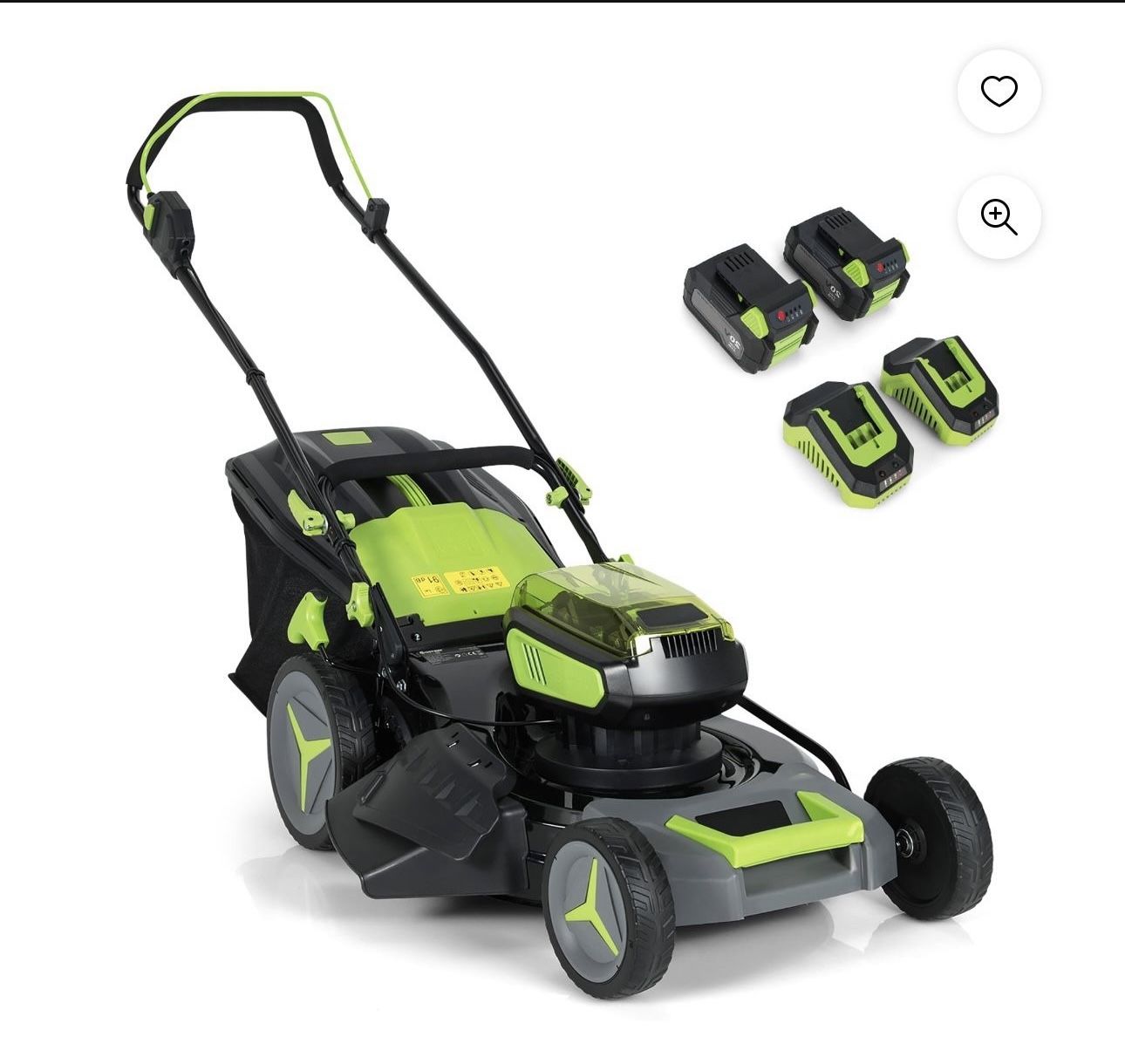 40V 18" Brushless Cordless Push Lawn Mower 4.0Ah Batteries & 2 Charger (2 × 20V)