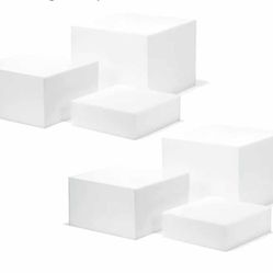 Set of 3 Glossy White Acrylic Cube Display Nesting Risers with Hollow Bottoms - 2 Pack