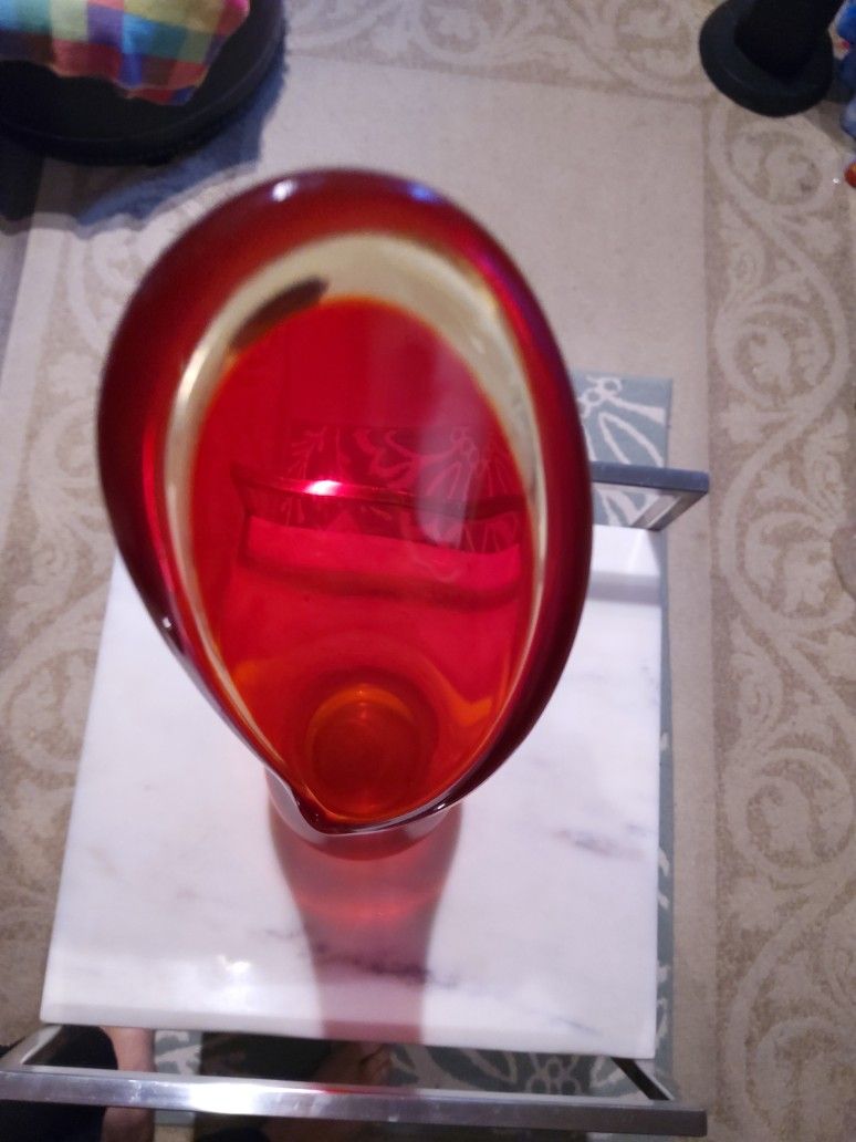 Tall Red Vase Glass