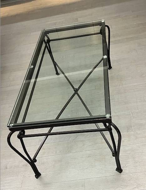 Pottery Barn Wrought Iron & Glass Coffee Table