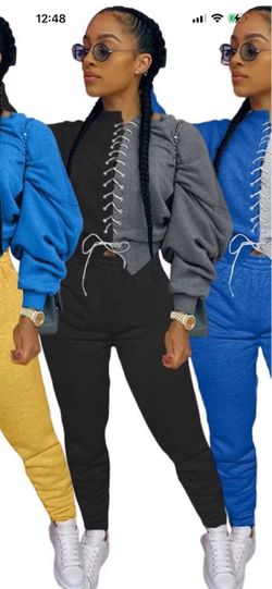 Women's Two-Piece Lace-Up Sweatsuit Set