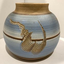 Rogers Southeastern Style Blue and Brown Ceramic Pot