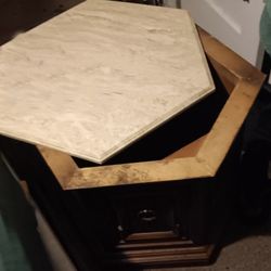  Vintage Marble Top Octagon End Table With Storage