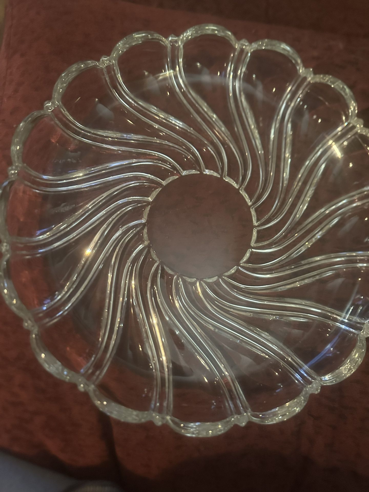 Lg. Mikasa Crystal Clear Swill Raised Side Scalloped Platter