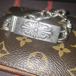 Chrome Hearts Silver Cross Link Cuban Bracelet