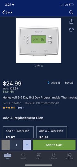 Honeywell 5-2 day programmable thermostat