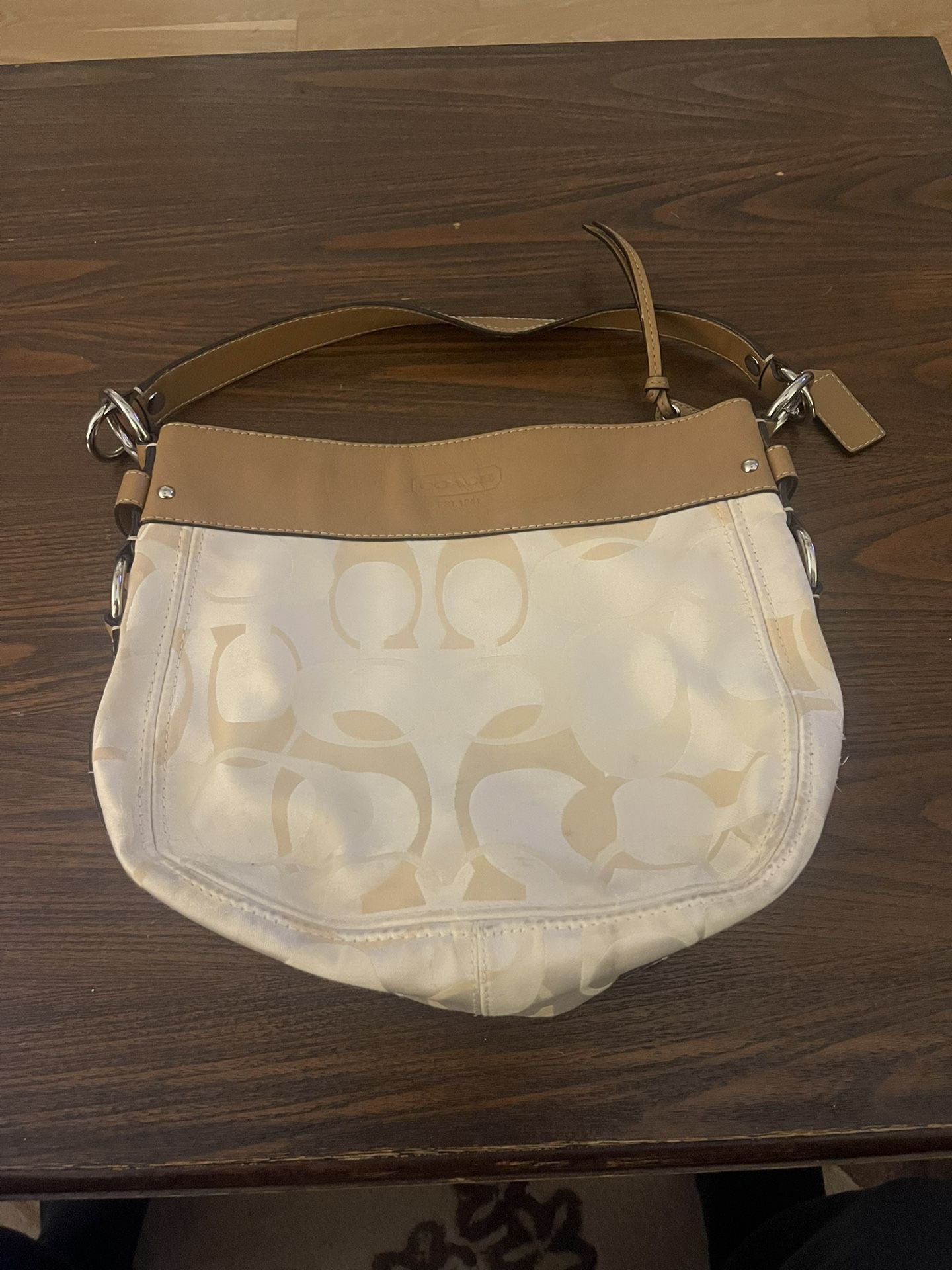 Coach Signature Beige Brown Hobo Bag