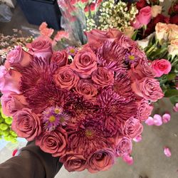 Roses and mums heart