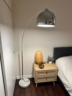 Tall Arc Floor Lamp with Marble Base