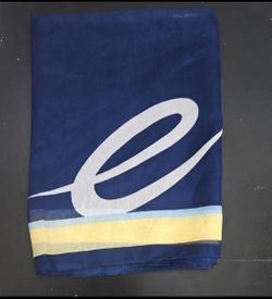 Retro Navy Blue Scarf with Yellow & White Accents