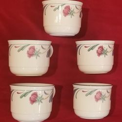 Set of 5 Lenox POPPIES ON BLUE Flat Cups