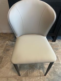 New 4 Modern Comfortable Upholstered Artificial Leather Dining Chair for Kitchen Dining Room, Grey. All 4 for