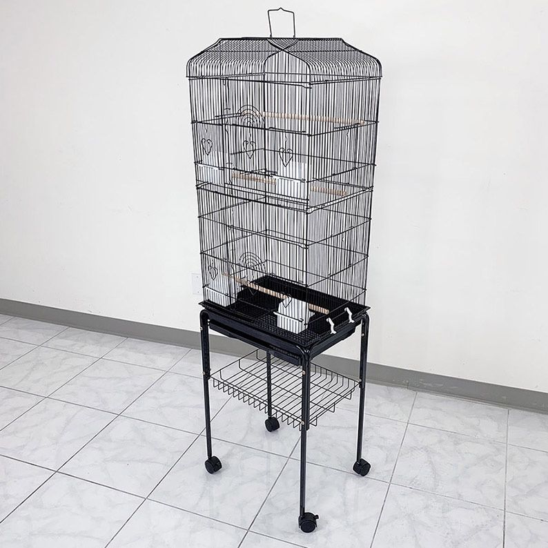 (New in box) $60 Small to Medium Bird Cage 60” Tall Parrot Parakeet Cockatiel Bird Cage 18x14x60” Rolling Stand