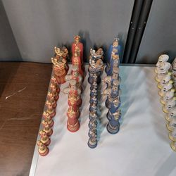 Vintage Hand Painted Ceramic Chess Set 