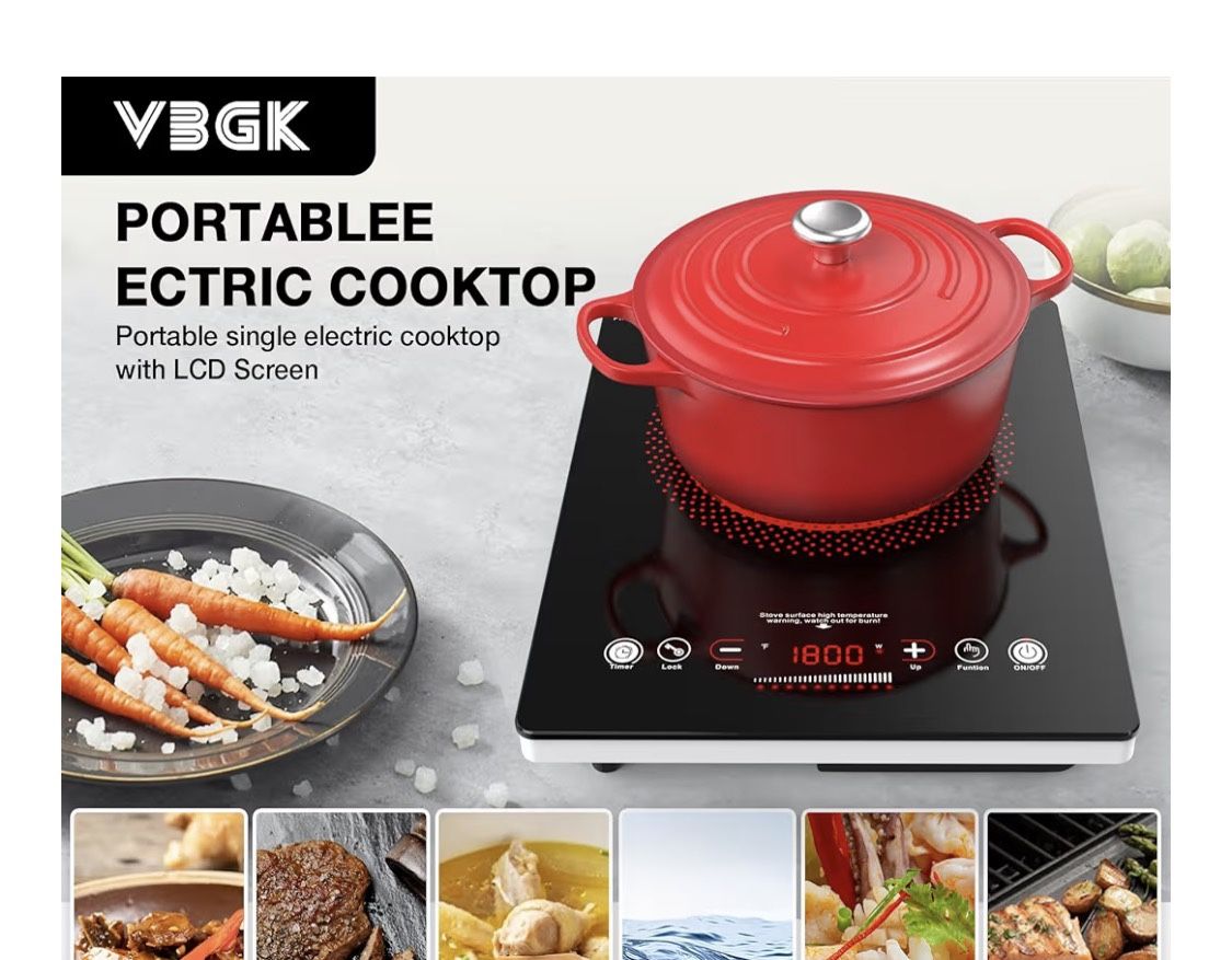 Single Burner Electric Cooktop,110V 1800W Electric Stove Top with LED Touch Control,Single electric burner 9 Power Levels, 4 hTimer, Safety Lock,Overh