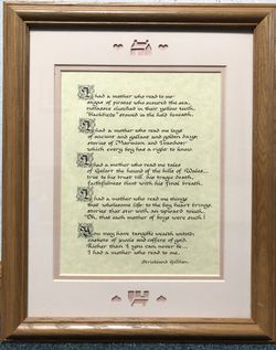 Wall Art 16” x 13” “I Had a Mother Who Read to Me”