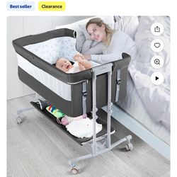 TEAYINGDE Baby Bassinet Bedside Sleeper Bassinet For 0-6 months Baby Unisex (Dark Gray)