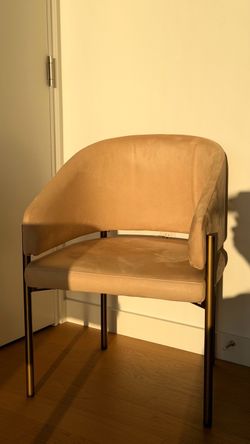 Dining Chair – Latte Vegan Suede & Antique Brushed Brass | Like New