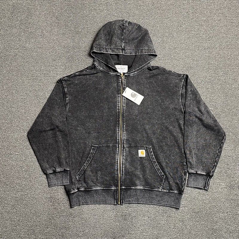 Carhartt Black Denim Hooded Zip Up Jacket