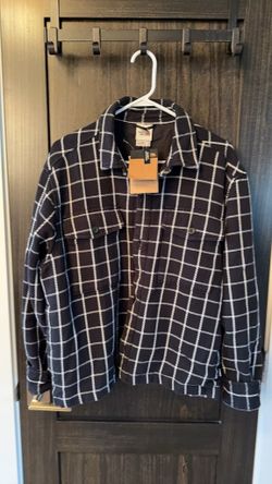 North Face Men's Black Plaid Relaxed Fit Jacket Size Medium 0403