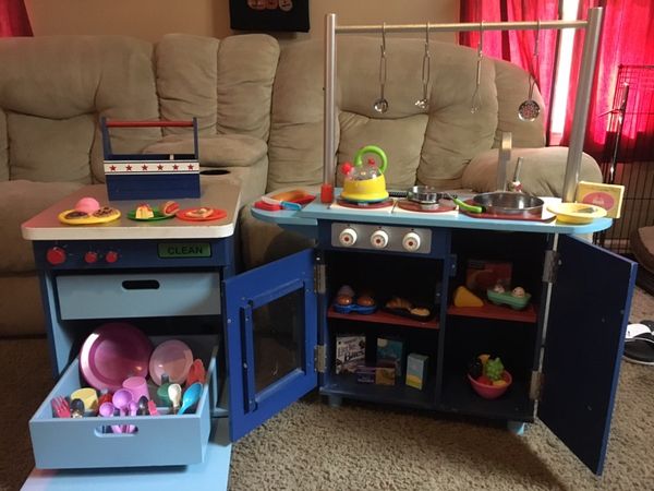 Rare Pottery Barn Kids Wooden Blue Silver Fully Loaded Play