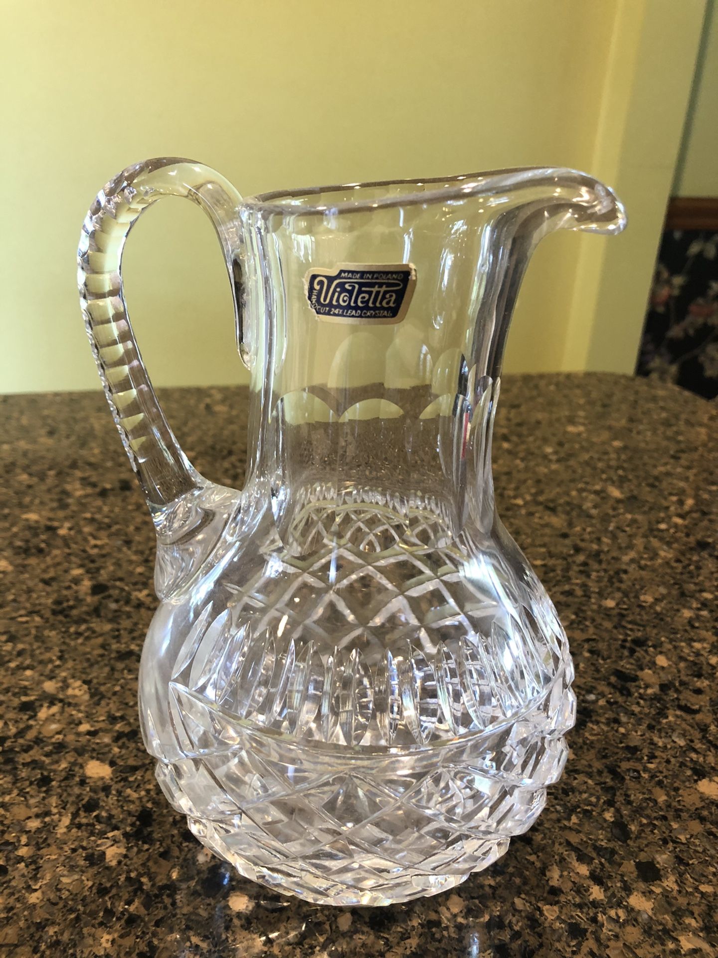 8 inch Polish lead crystal Violetta pitcher