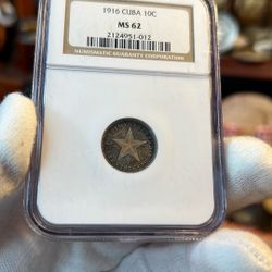 10 Centavos De Cuba 1916 Ms62 