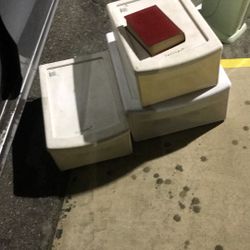 White Plastic Containers X 3