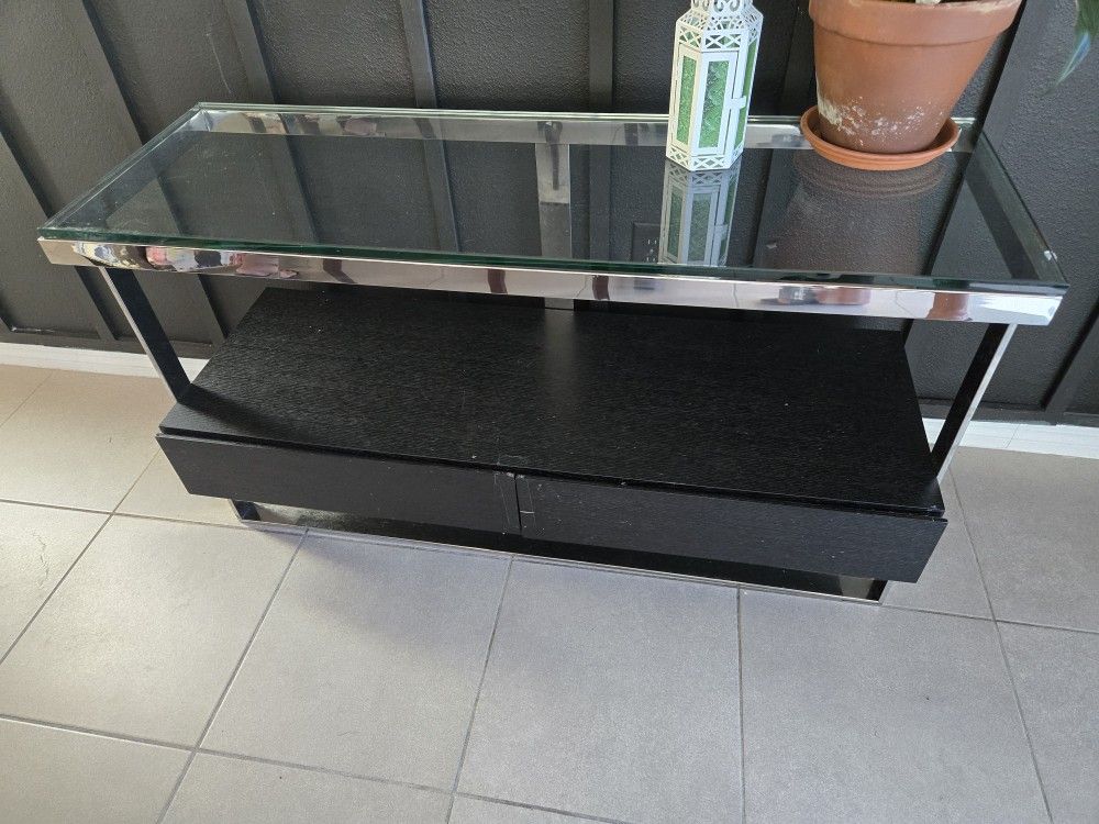 Glass Console Table With 2 Drawers