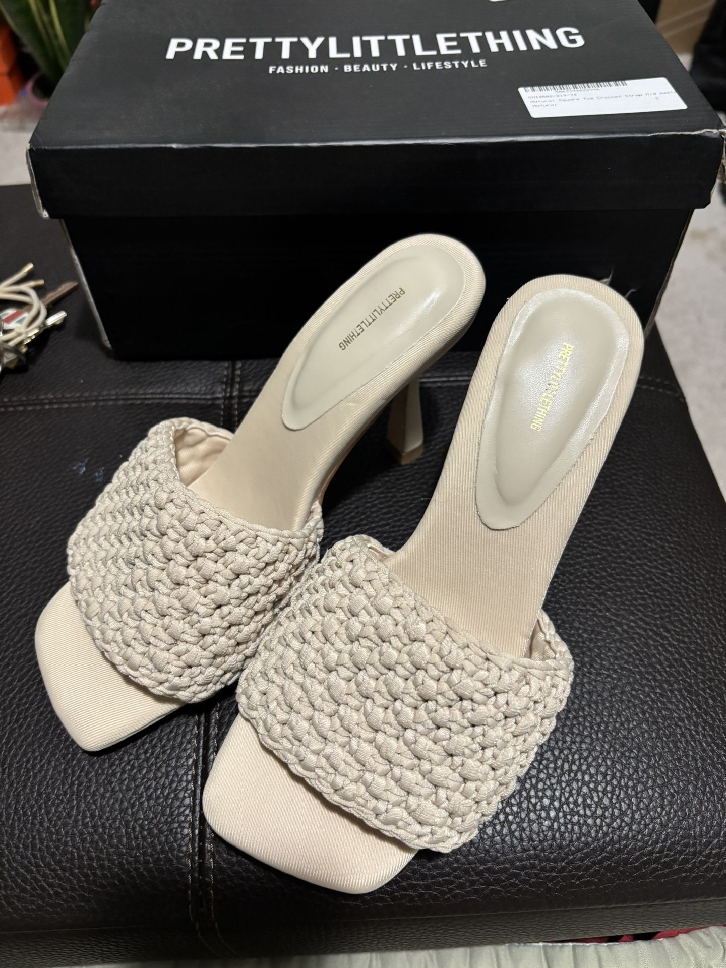 Pretty Little Thing Beige Crochet Heels