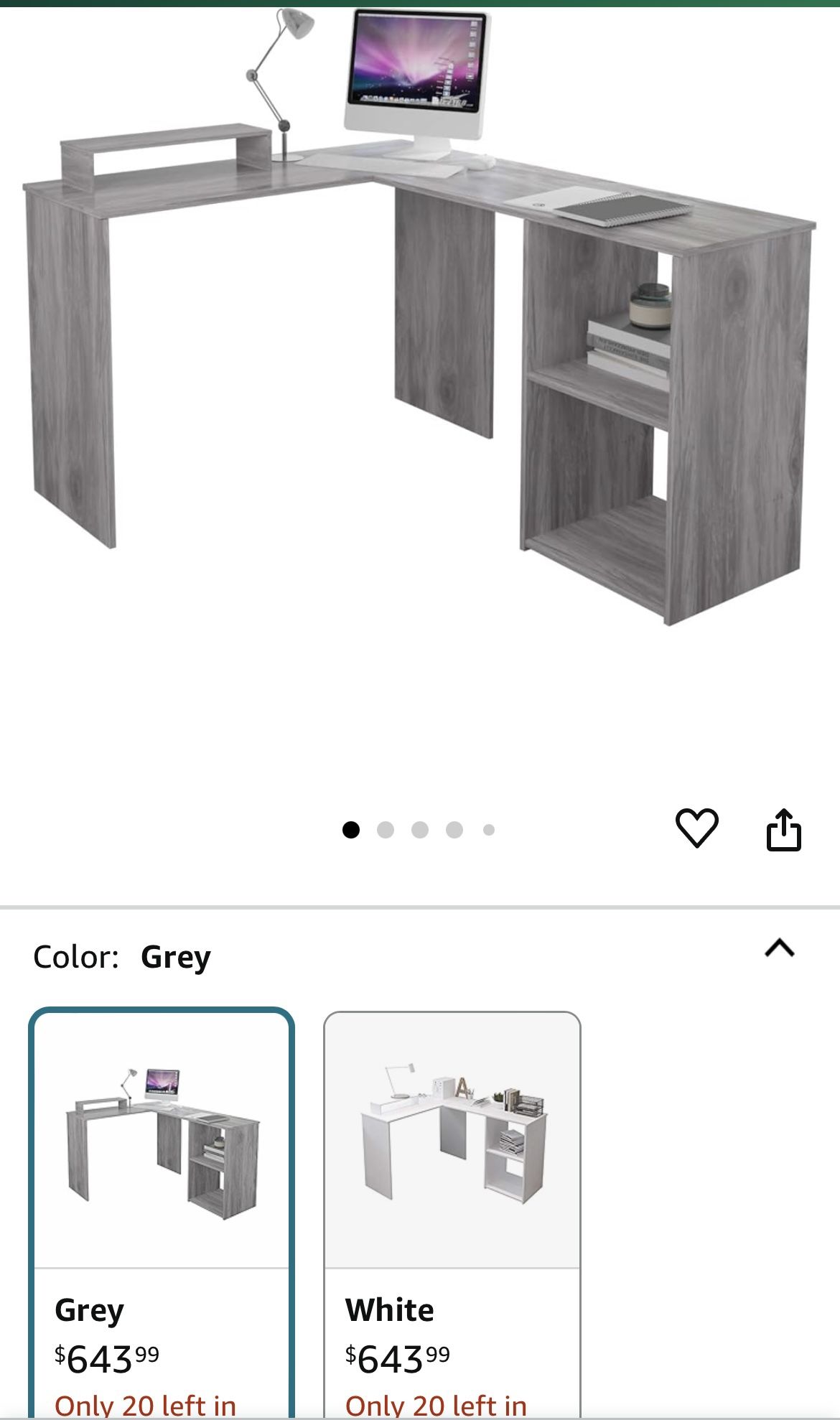  35% Discount!!!L-Shape Pure Wooden Desk with Monitor Stand and Storage 