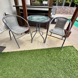 Small Glass top Table + 2 Chairs