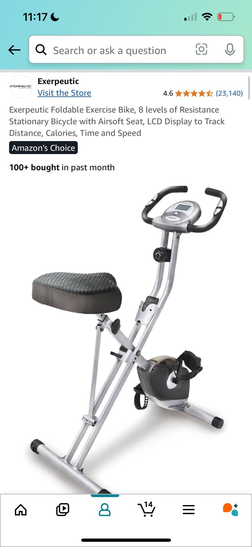 Exerpeutic Stationary Foldable Exercise Bike