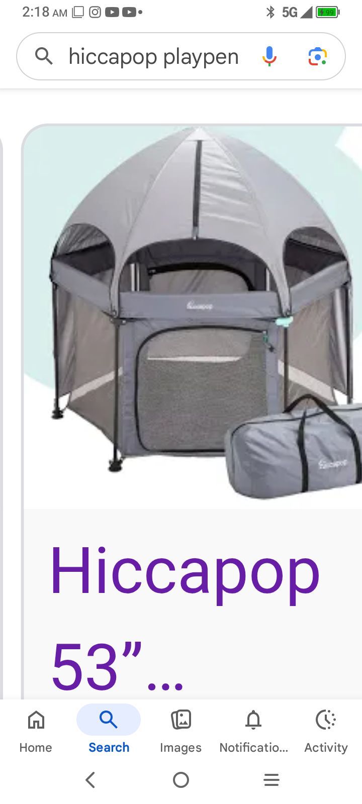 Playpen with the dome 53 in Long
