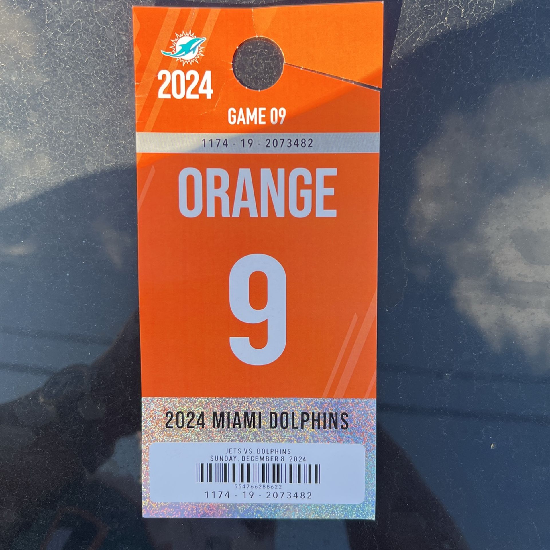 Dolphins Vs jets Parking Ticket