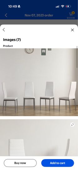 4 White leather dining chairs bought for $130