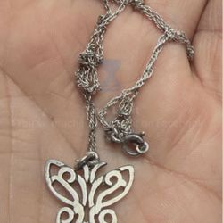 Rare Retired James Avery Sterling Silver Lace Wing Butterfly Pendant Necklace