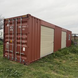40FT SHIPPING CONTAINER – 2 ROLL-UP DOORS + 3x4 DOUBLE GLASS WINDOW